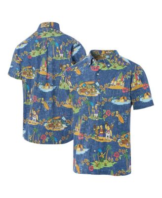 Reyn Spooner - Men's Navy The Simpsons Hawaiian Vacation Button-Down Shirt