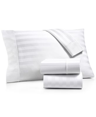 AQ Textiles - Bergen Stripe Cotton Sateen 1000-Thread Count 4-Pc. Full Sheet Set