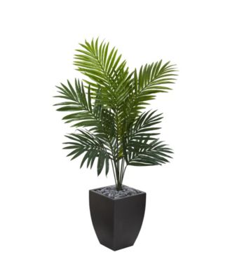 Nearly Natural - 4.5' Kentia Palm Artificial Tree in Black-Washed Planter