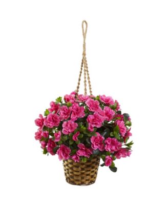 Nearly Natural - Azalea Flowering Artificial Plant Hanging Basket
